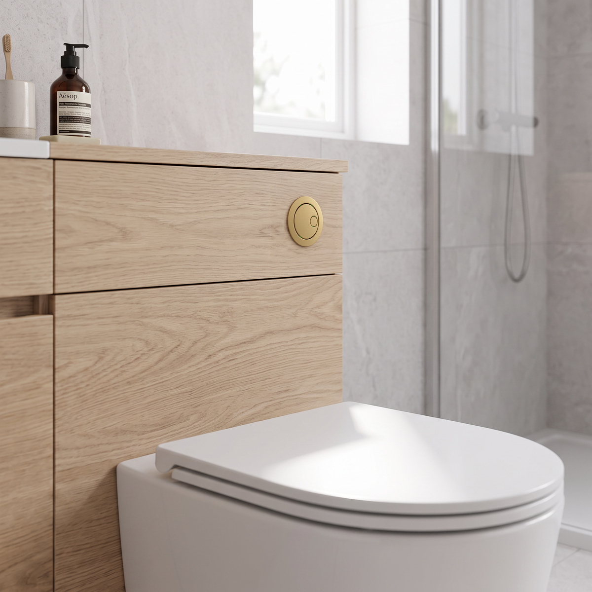 Baridi DH411 Baridi Flush Button for Cabinet-Style Cistern - Brushed Brass