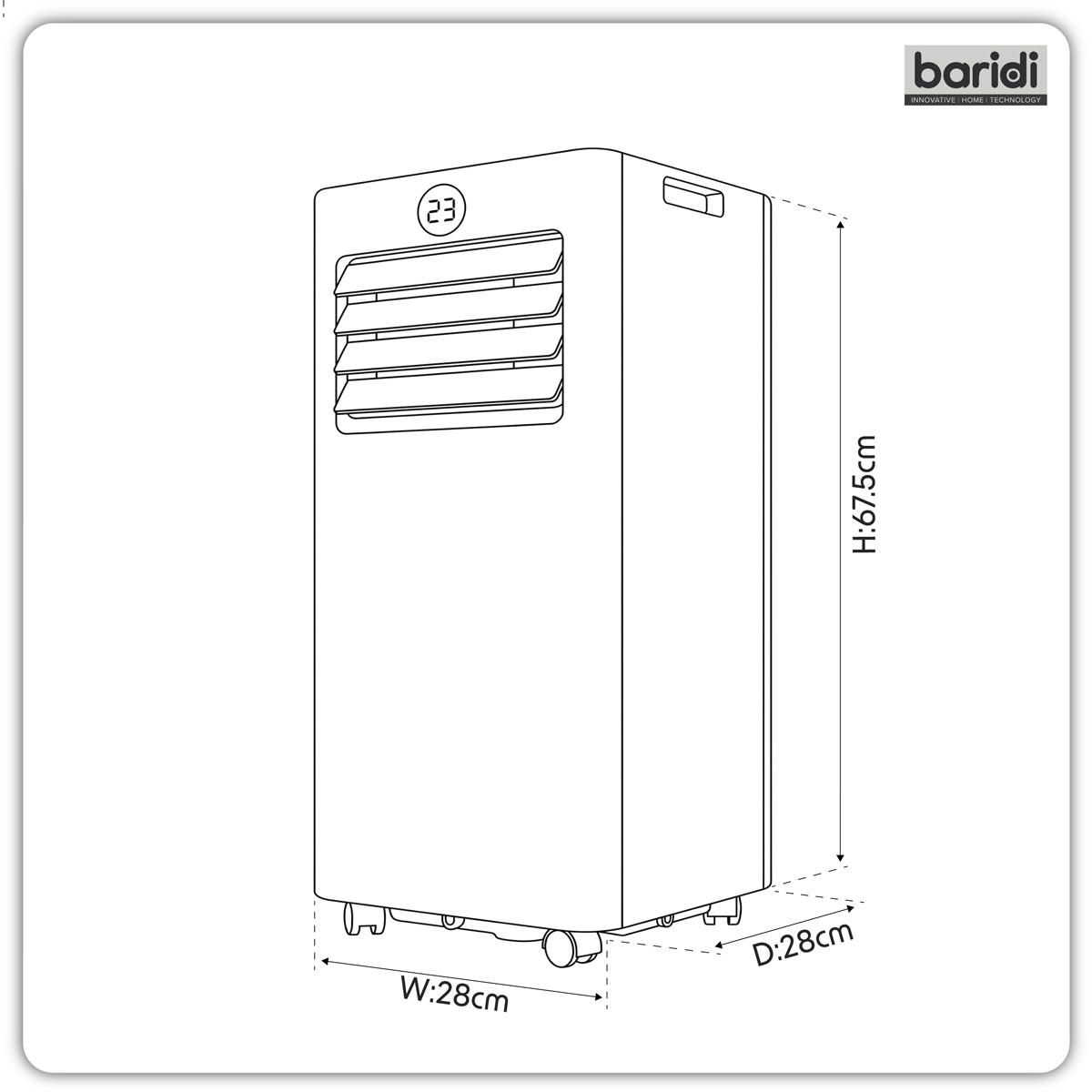 Baridi DH413 Baridi 5-in-1 Portable Air Conditioner/Dehumidifier/Air Cooler with Window Sealing Kit 7,000Btu/hr - White
