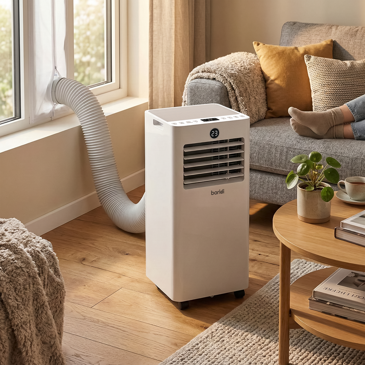 Baridi DH413 Baridi 5-in-1 Portable Air Conditioner/Dehumidifier/Air Cooler with Window Sealing Kit 7,000Btu/hr - White