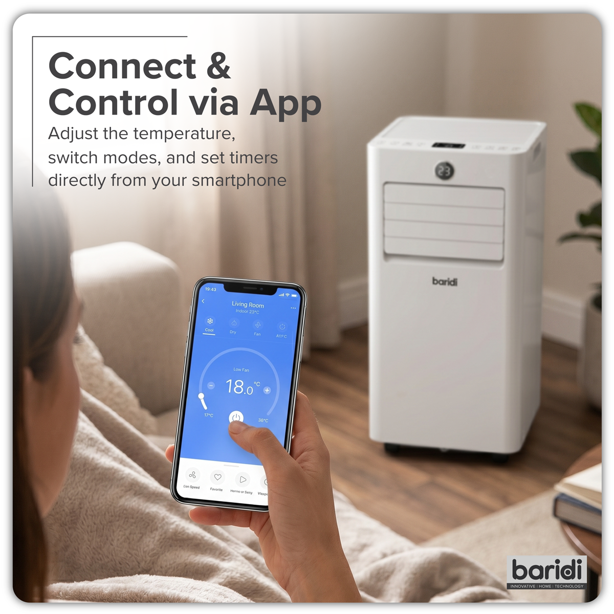 Baridi DH414 Baridi 5-in-1 Portable Air Conditioner/Dehumidifier/Air Cooler with Window Sealing Kit 9,000Btu/hr - White