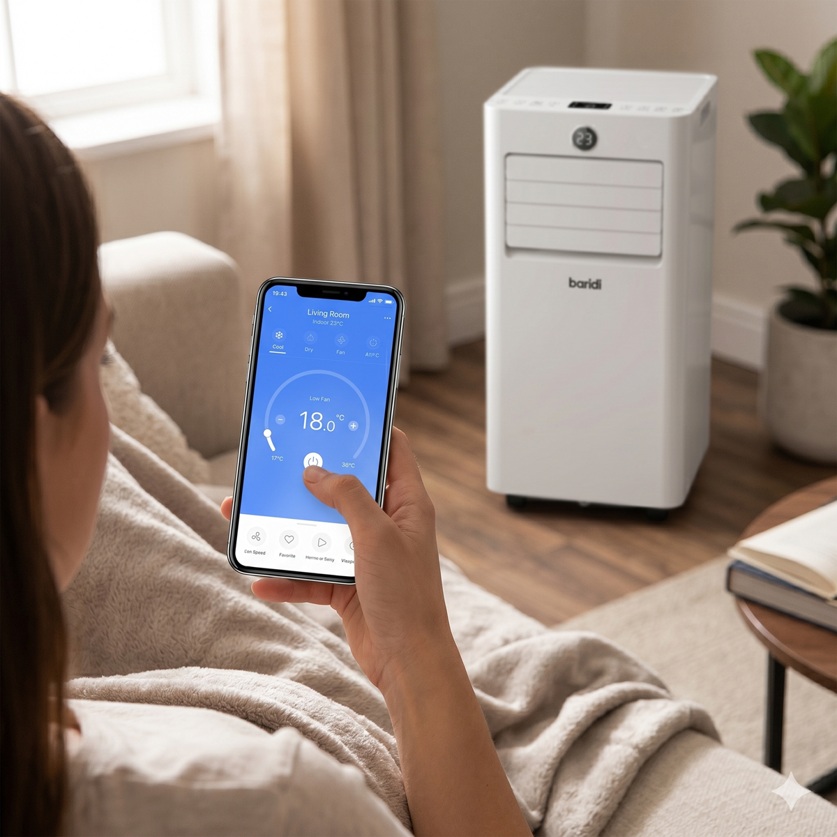 Baridi DH414 Baridi 5-in-1 Portable Air Conditioner/Dehumidifier/Air Cooler with Window Sealing Kit 9,000Btu/hr - White