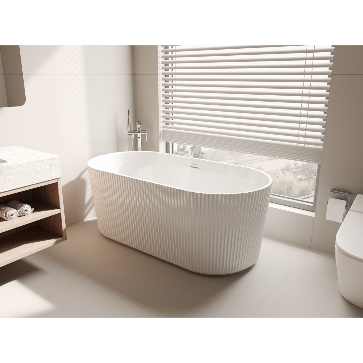 Baridi DH419 Baridi Double-Ended Fluted Design Bath with Slim Rim 150cm – Gloss White