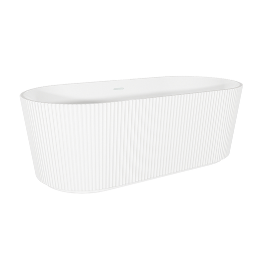 Baridi DH419 Baridi Double-Ended Fluted Design Bath with Slim Rim 150cm – Gloss White