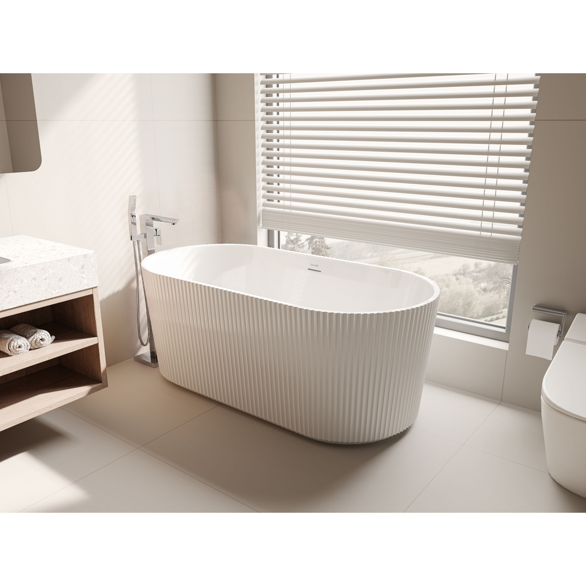 Baridi DH420 Baridi Double-Ended Fluted Design Bath with Slim Rim 168cm – Gloss White