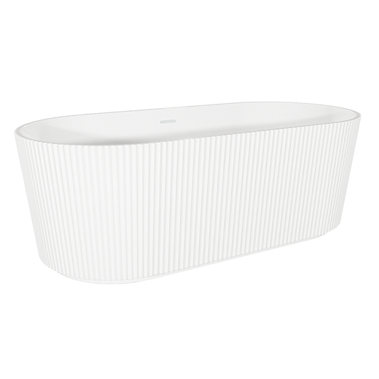 Baridi DH420 Baridi Double-Ended Fluted Design Bath with Slim Rim 168cm – Gloss White