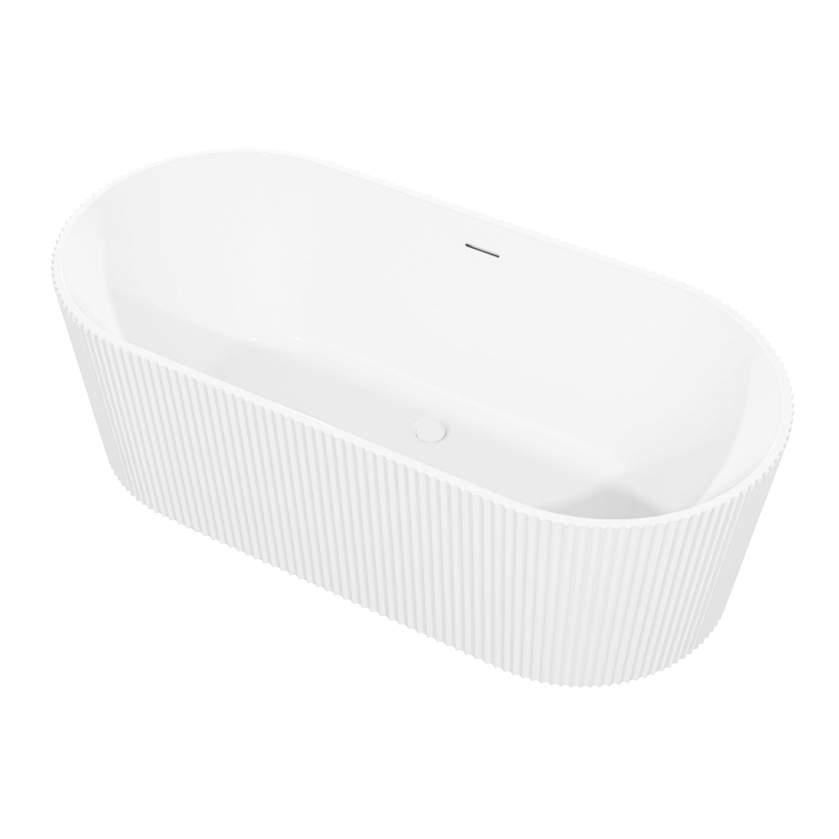 Baridi DH420 Baridi Double-Ended Fluted Design Bath with Slim Rim 168cm – Gloss White