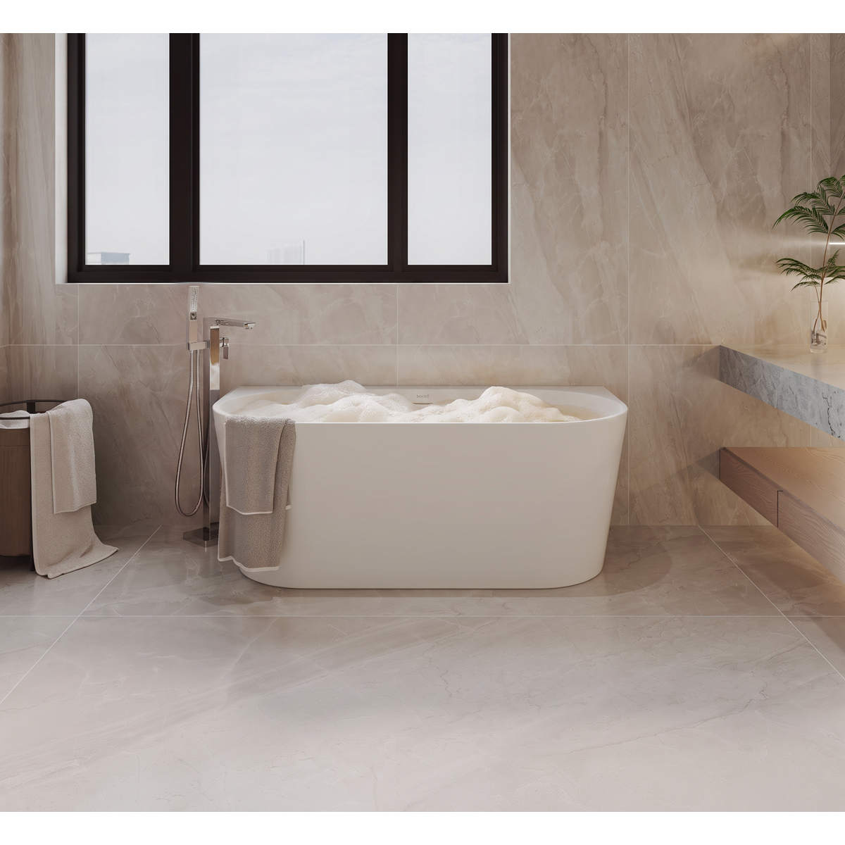 Baridi DH421 Baridi Back-to-Wall Slim Rim Bath with Overflow System 150cm – Gloss White