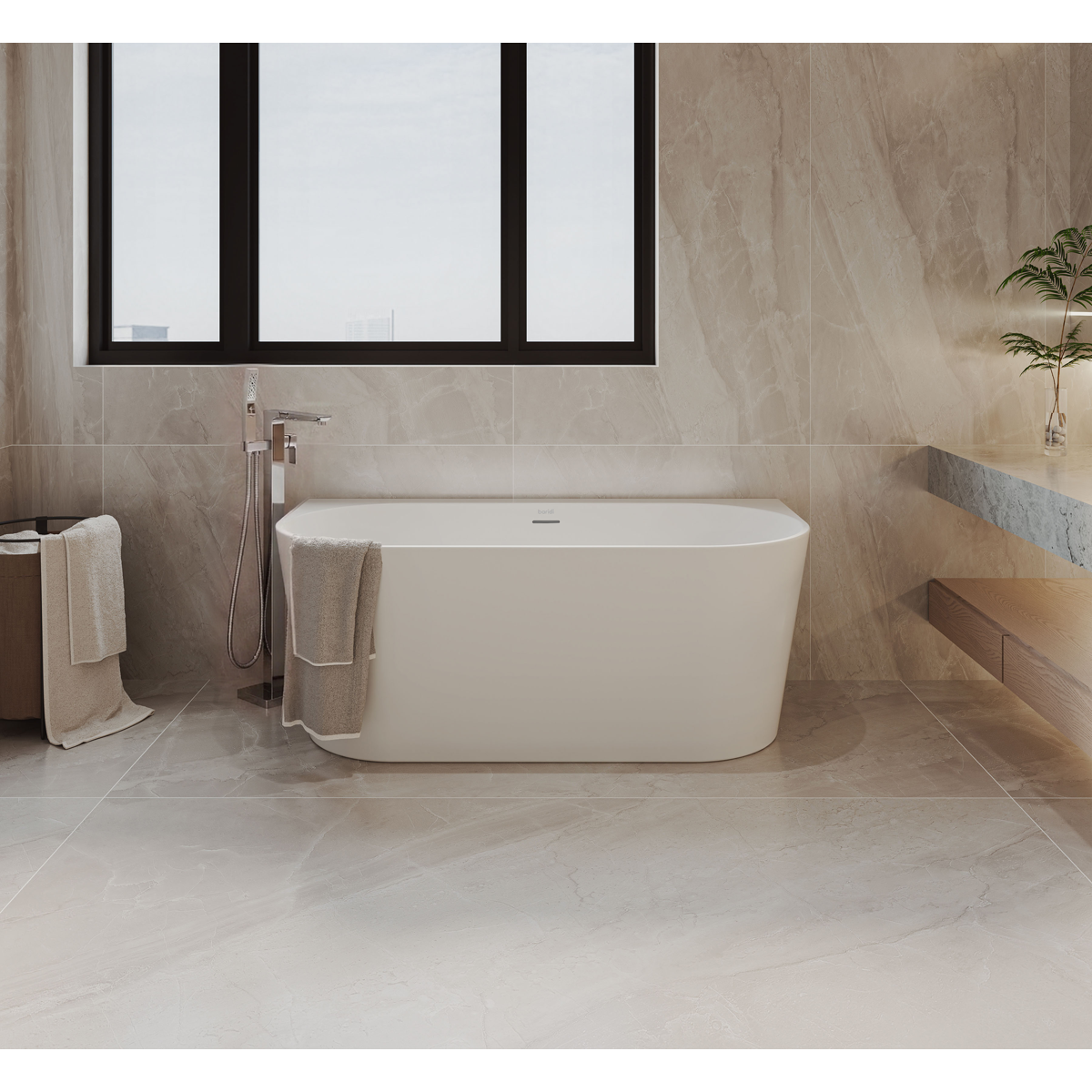Baridi DH421 Baridi Back-to-Wall Slim Rim Bath with Overflow System 150cm – Gloss White