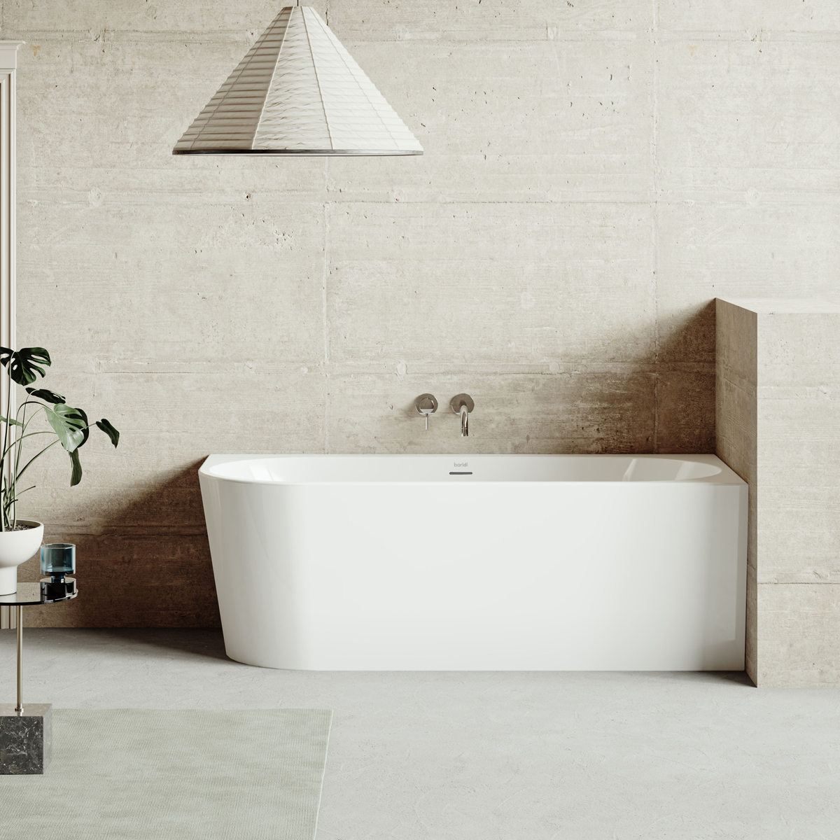 Baridi DH426 Baridi Right-Hand Corner Slim Rim Bath with Overflow System 150cm – Gloss White