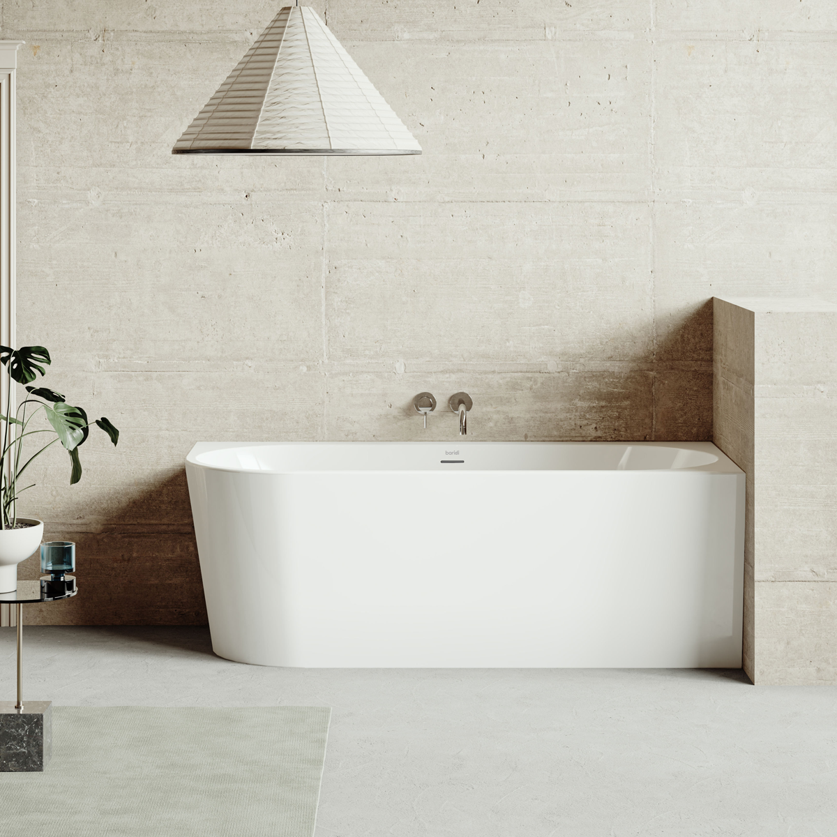 Baridi DH427 Baridi Right-Hand Corner Slim Rim Bath with Overflow System 160cm – Gloss White