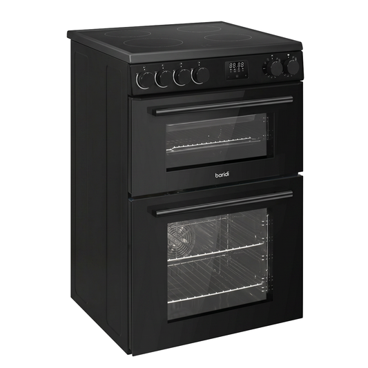 Baridi DH429 Baridi 60cm Freestanding Cooker with 99L Double Cavity & Ceramic Hob - Black