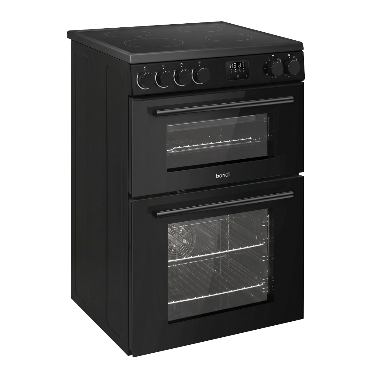 Baridi DH429 Baridi 60cm Freestanding Cooker with 99L Double Cavity & Ceramic Hob - Black