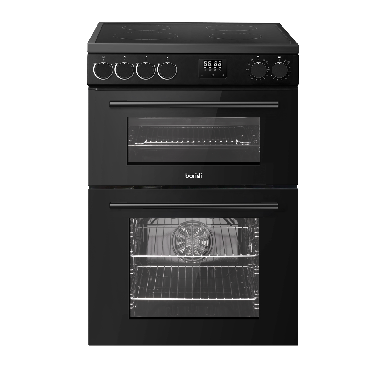 Baridi DH429 Baridi 60cm Freestanding Cooker with 99L Double Cavity & Ceramic Hob - Black