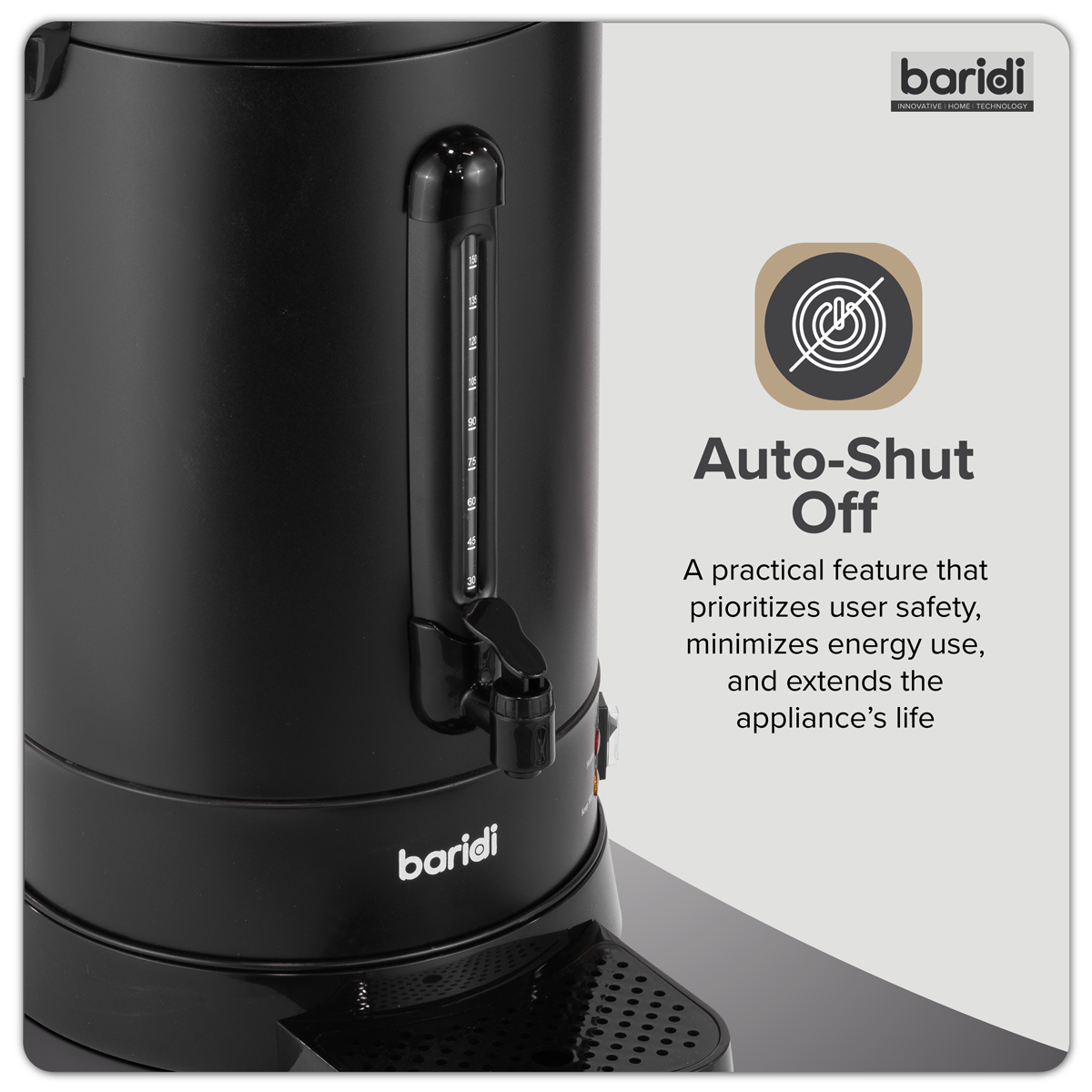 Baridi DH431 Baridi Hot Water Boiler/Tea Urn, 20L Capacity - Black