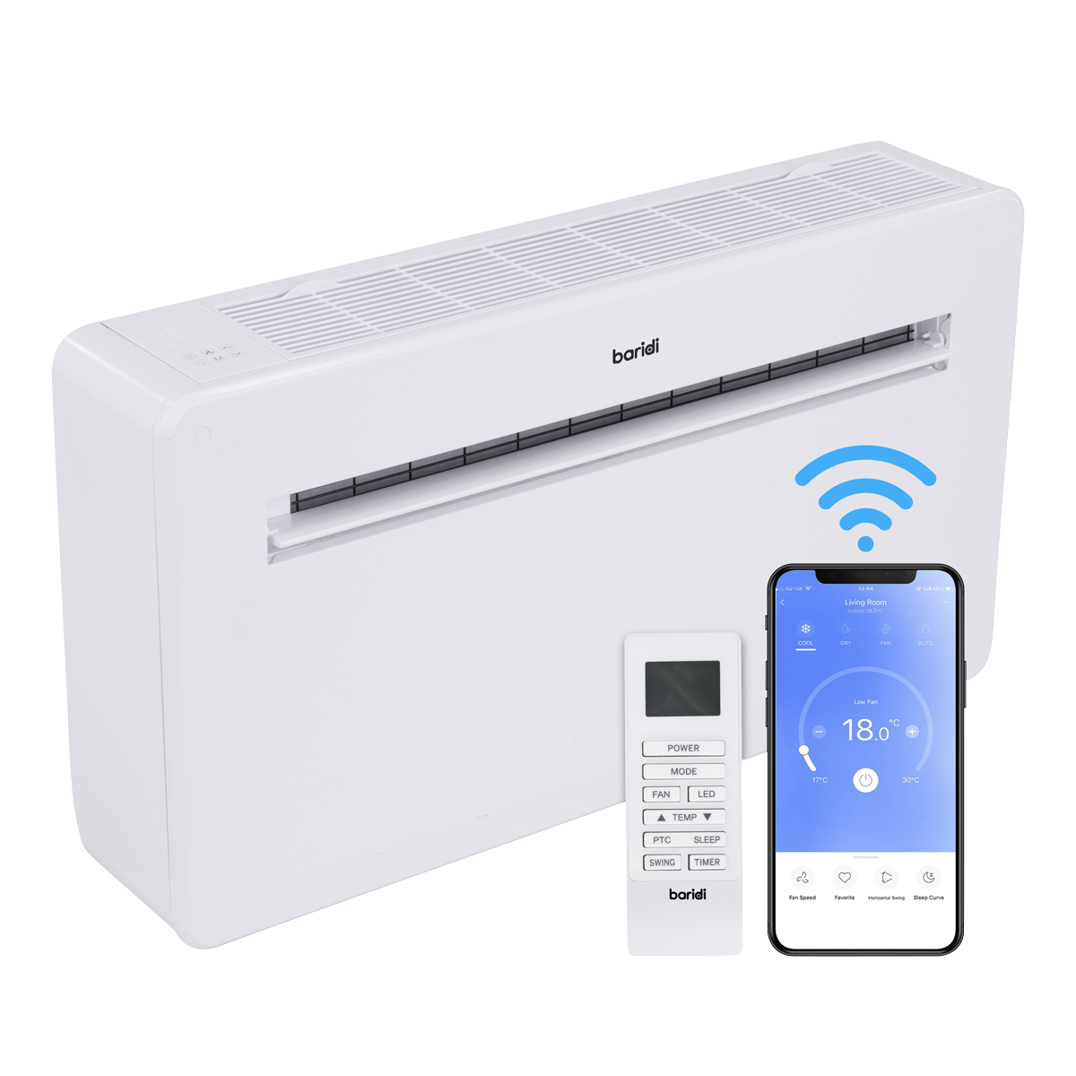 Baridi DH433 Baridi 4-in-1 Smart Monobloc Wall-Mounting Air Conditioning Unit 12,000Btu/hr - White