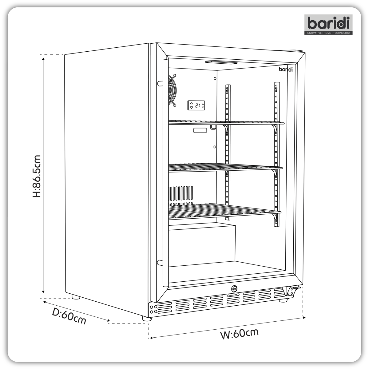 Baridi DH439 Baridi Outdoor Drinks/Beverage/Bar Fridge with Triple Glazed Door & Security Lock 150L - Stainless Steel