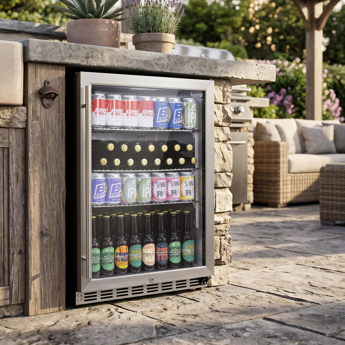 Baridi DH439 Baridi Outdoor Drinks/Beverage/Bar Fridge with Triple Glazed Door & Security Lock 150L - Stainless Steel