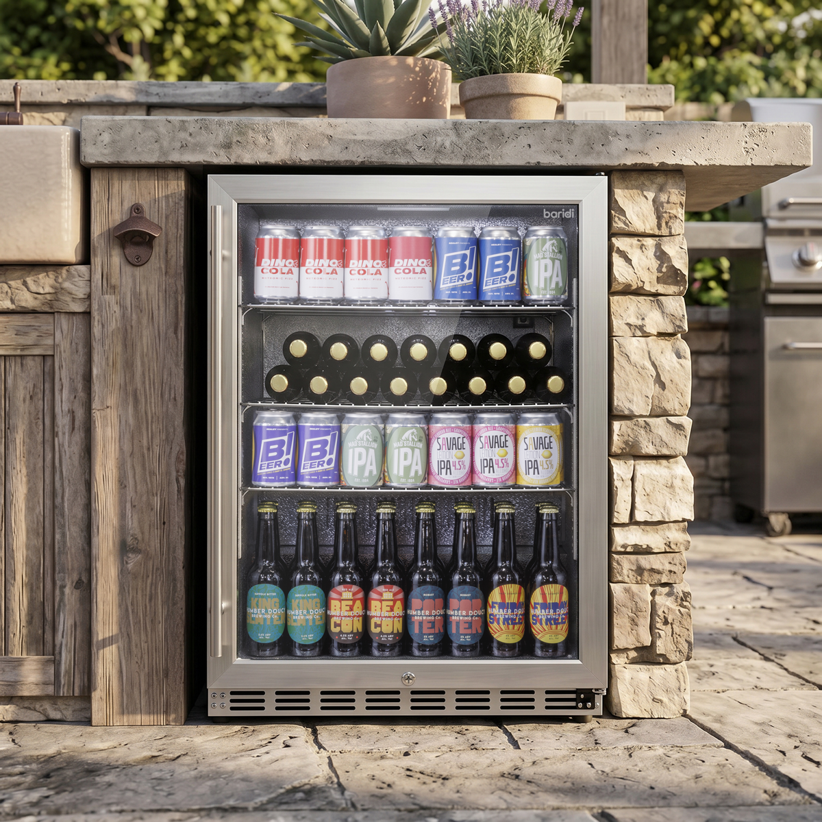 Baridi DH439 Baridi Outdoor Drinks/Beverage/Bar Fridge with Triple Glazed Door & Security Lock 150L - Stainless Steel
