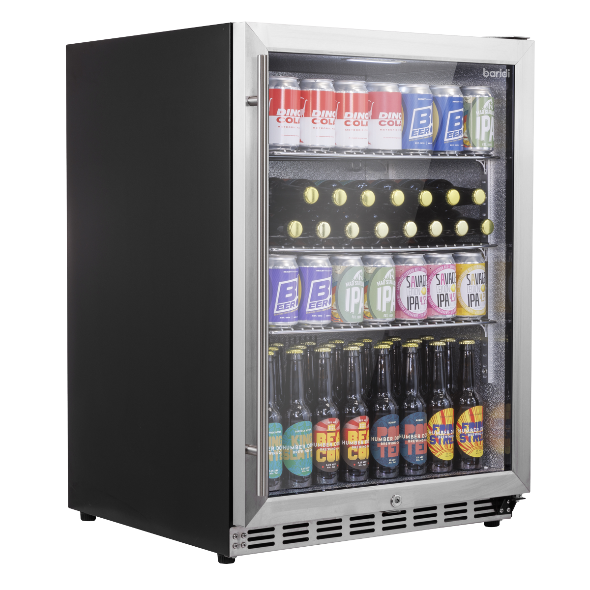 Baridi DH439 Baridi Outdoor Drinks/Beverage/Bar Fridge with Triple Glazed Door & Security Lock 150L - Stainless Steel