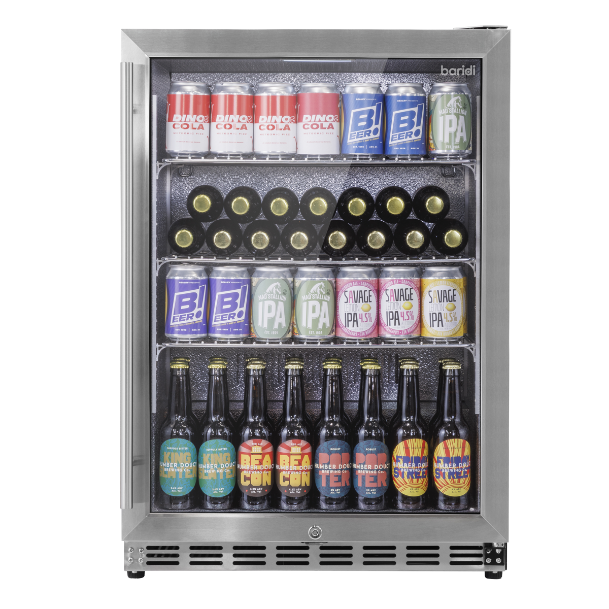 Baridi DH439 Baridi Outdoor Drinks/Beverage/Bar Fridge with Triple Glazed Door & Security Lock 150L - Stainless Steel