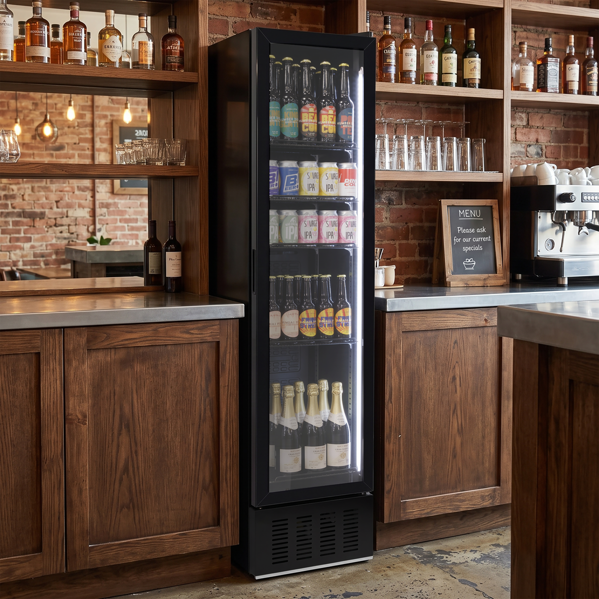Baridi DH440 Baridi Tall Drinks/Bar Fridge with Digital Controls & Auto Defrost 160L - Black