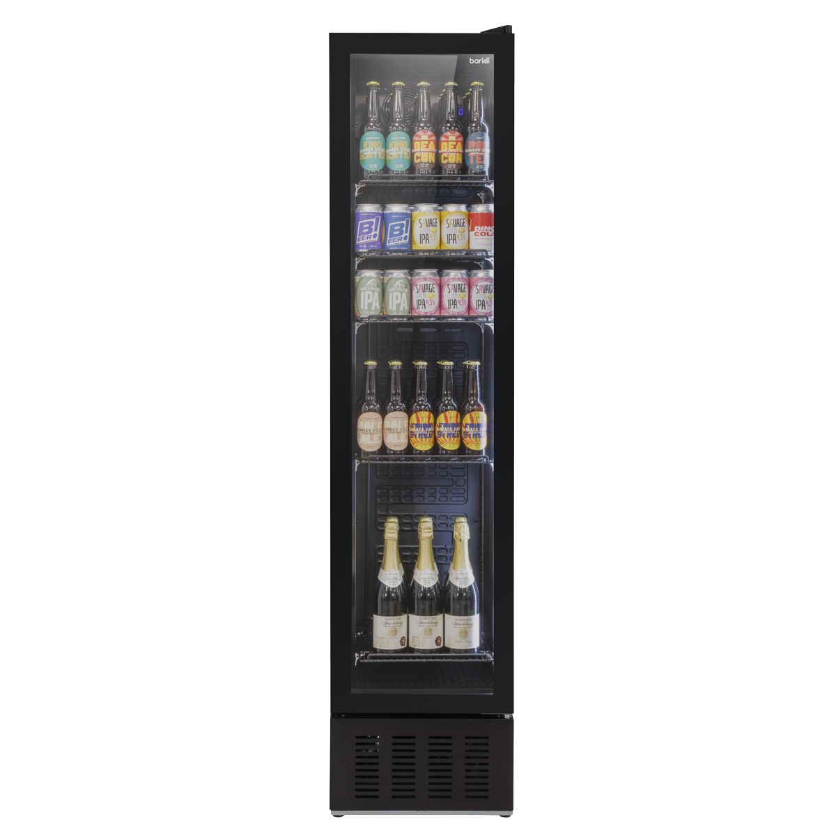 Baridi DH440 Baridi Tall Drinks/Bar Fridge with Digital Controls & Auto Defrost 160L - Black