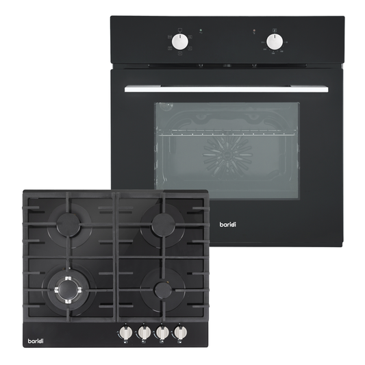Baridi DH446 Baridi Integrated Fan-Assisted Oven & Black Glass Gas Hob Appliance Bundle - 60cm