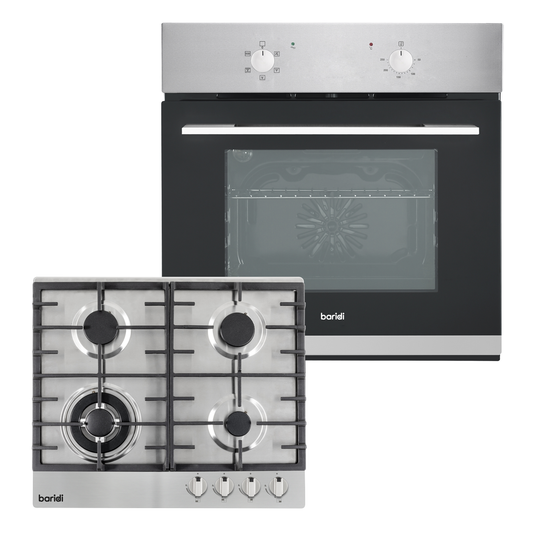 Baridi DH447 Baridi Integrated Fan-Assisted Oven & Stainless-Steel Gas Hob Appliance Bundle – 60cm