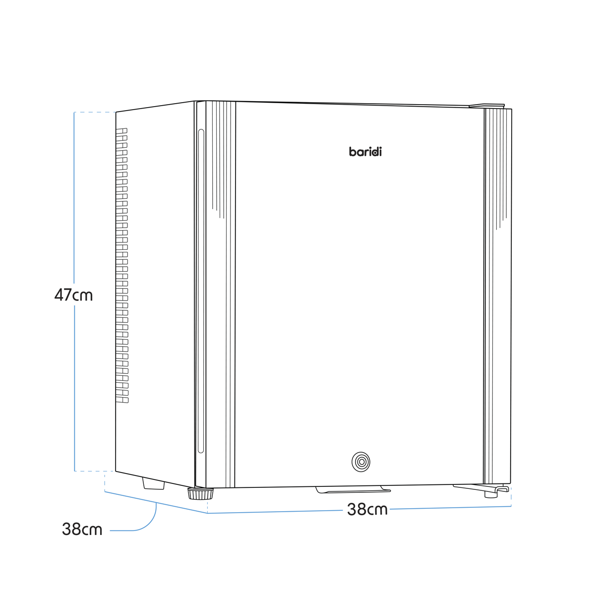 Baridi DH57 Baridi Mini Drinks & Wine Fridge with Wire Shelves, LED Light & Security Lock 25L - Black