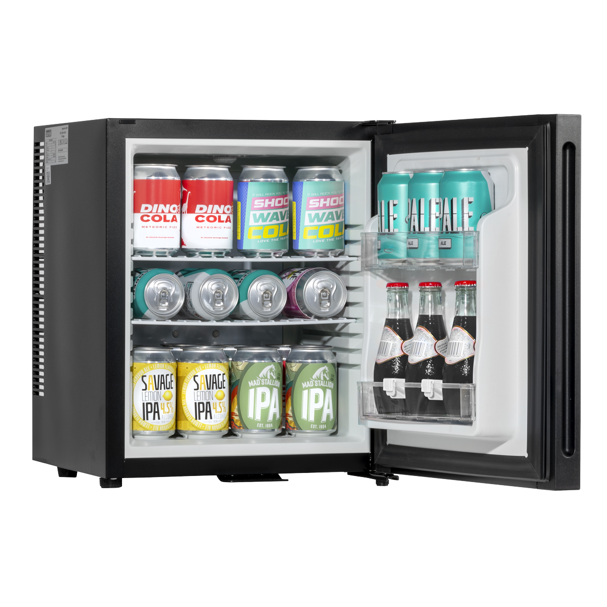 Baridi DH57 Baridi Mini Drinks & Wine Fridge with Wire Shelves, LED Light & Security Lock 25L - Black