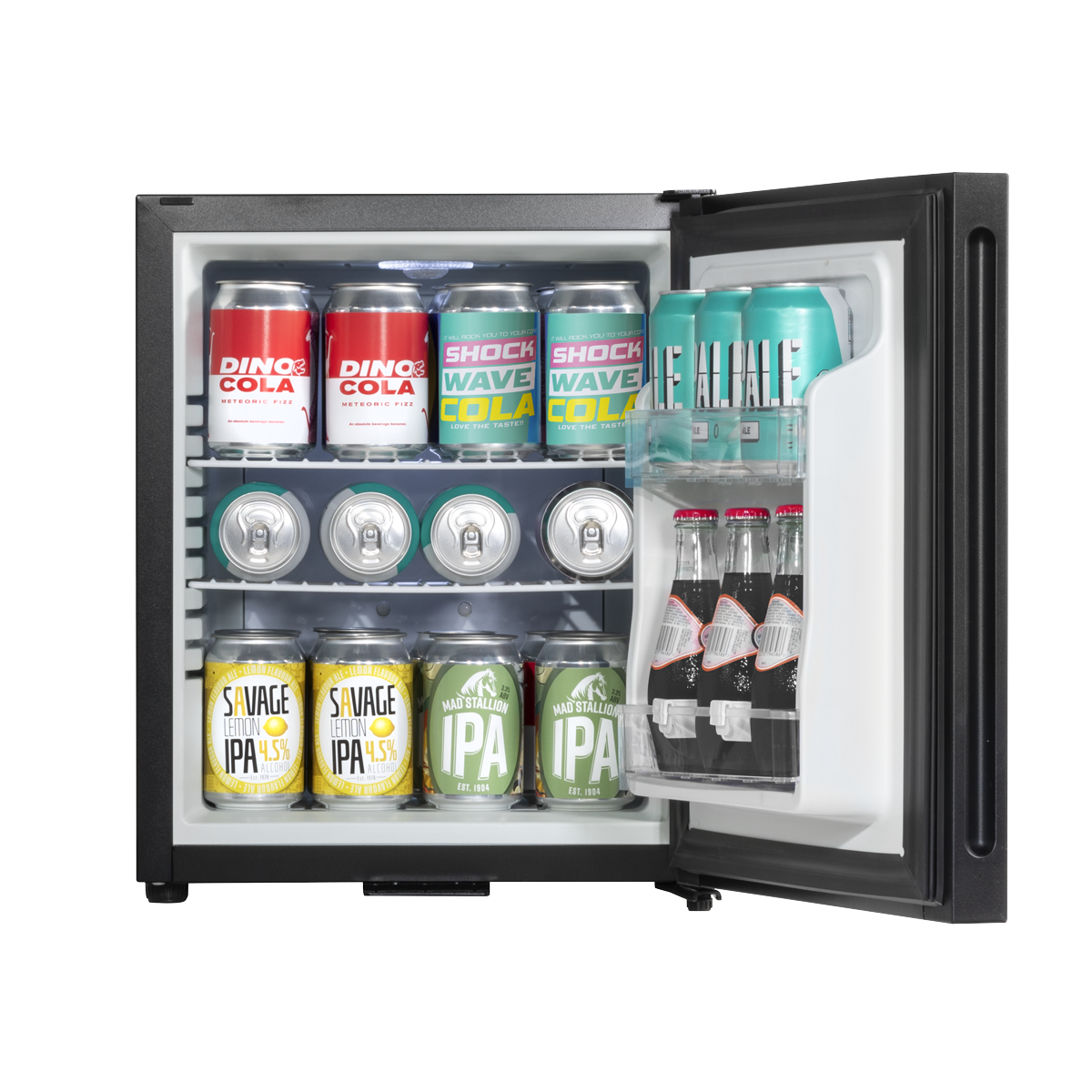 Baridi DH57 Baridi Mini Drinks & Wine Fridge with Wire Shelves, LED Light & Security Lock 25L - Black