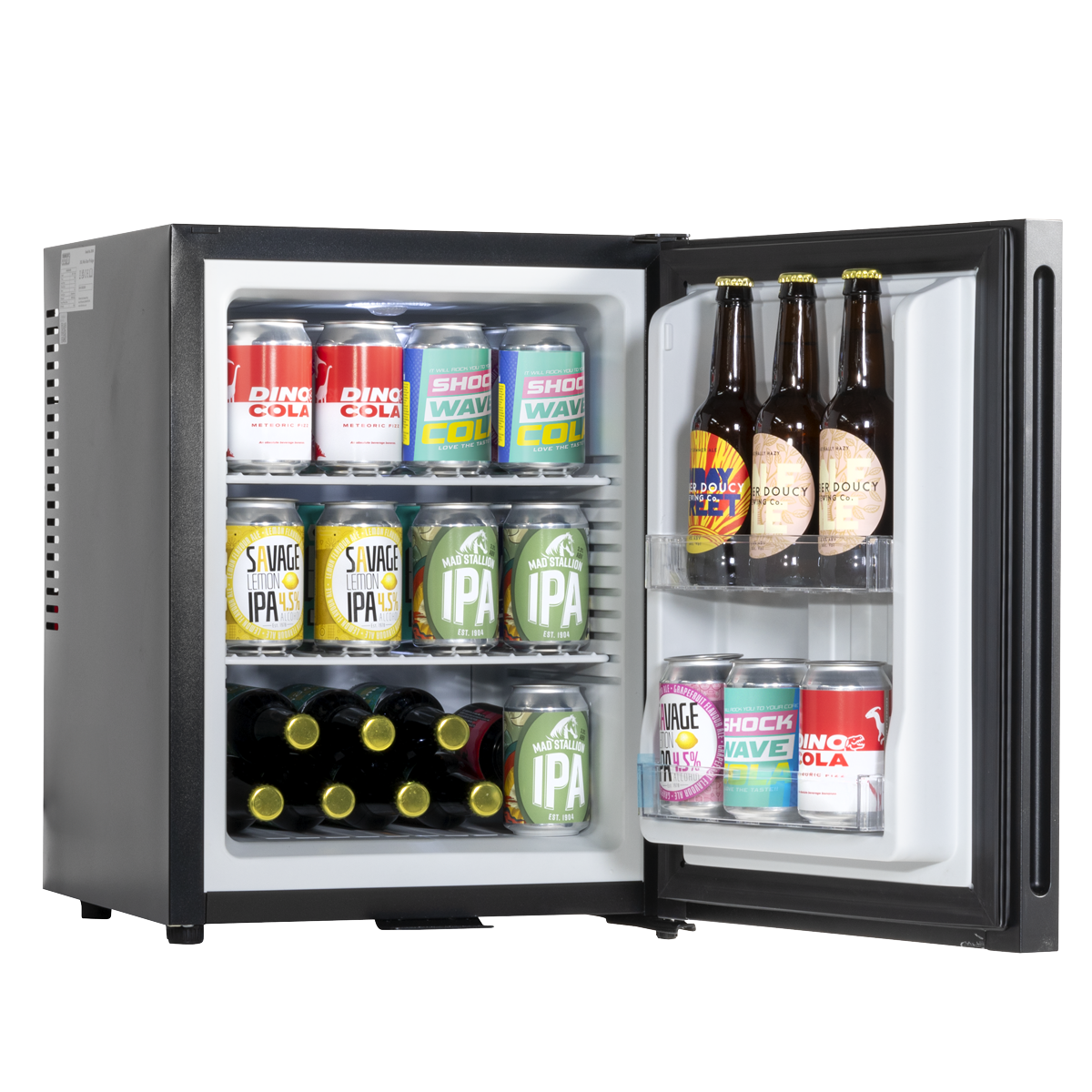 Baridi DH58 Baridi Mini Drinks & Wine Fridge with Wire Shelves, LED Light & Security Lock 35L - Black