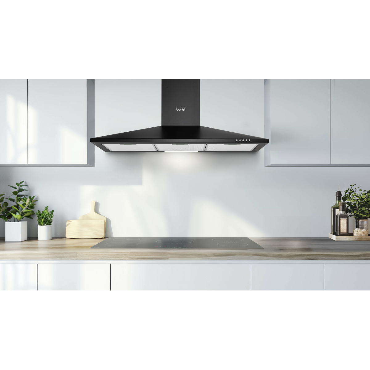 Baridi DH59 Baridi Cooker Hood, Chimney Style with Carbon Filters 90cm - Black
