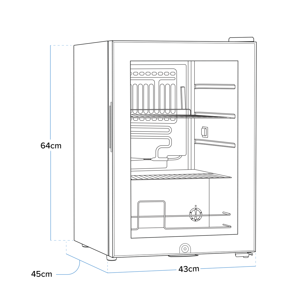 Baridi DH62 Baridi Beer & Drinks Fridge with Wire Shelves, LED Light & Security Lock 60L - Black