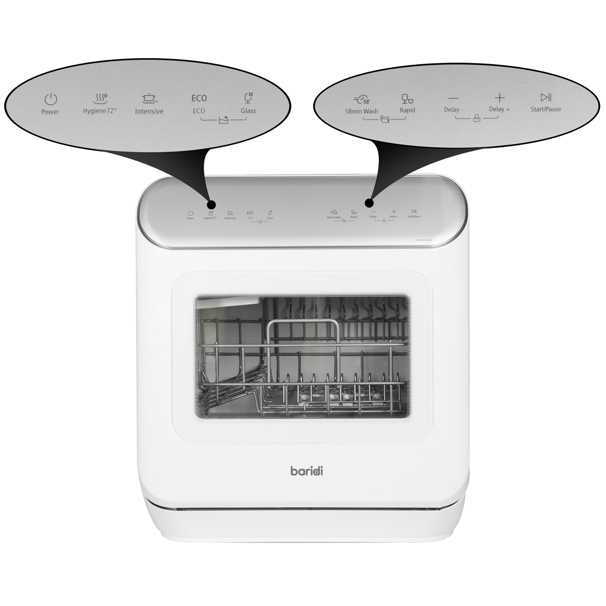 Baridi DH72 Baridi Tabletop Dishwasher 3 Place Settings 6L Capacity