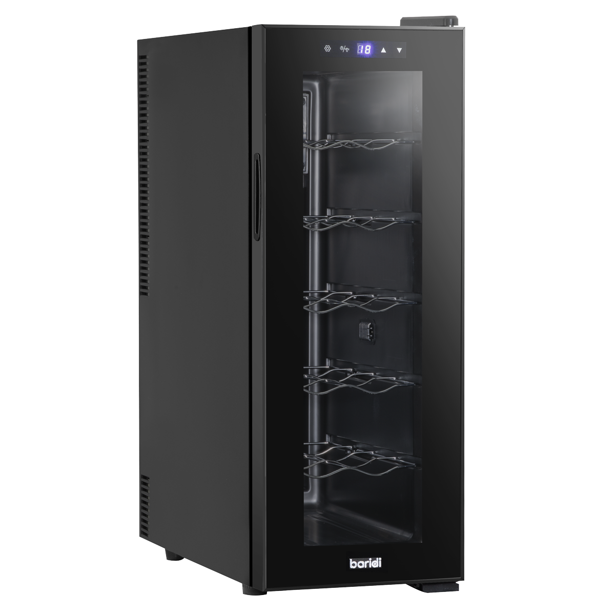Baridi DH73 Baridi 12 Bottle Wine Fridge with Digital Touch Screen Controls, Metal Shelves & LED Light - Black