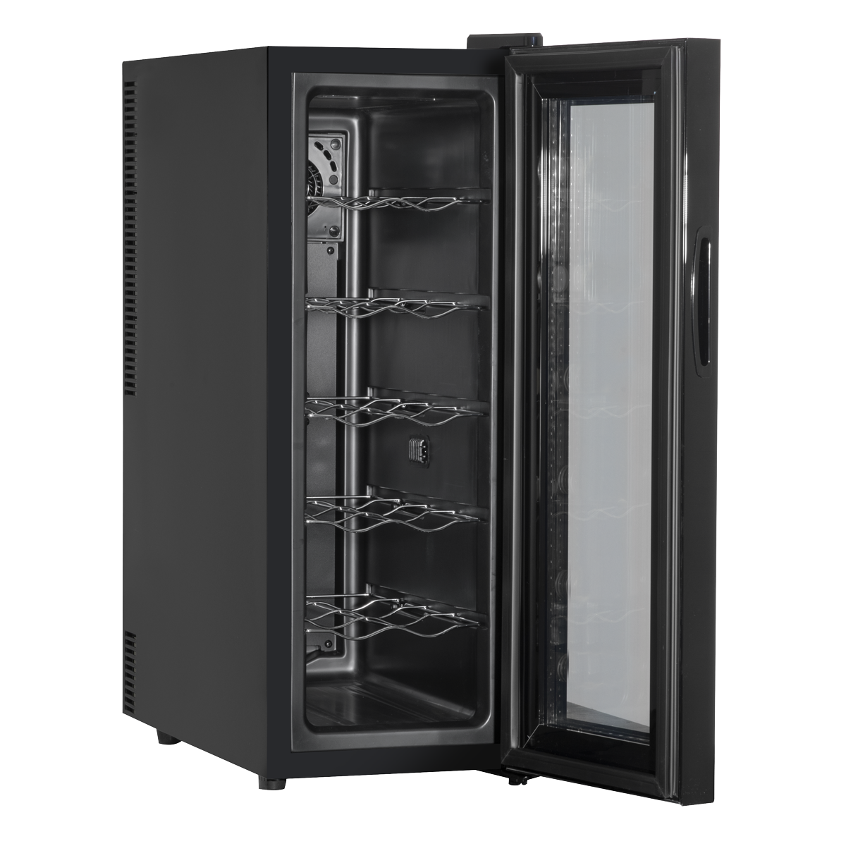 Baridi DH73 Baridi 12 Bottle Wine Fridge with Digital Touch Screen Controls, Metal Shelves & LED Light - Black