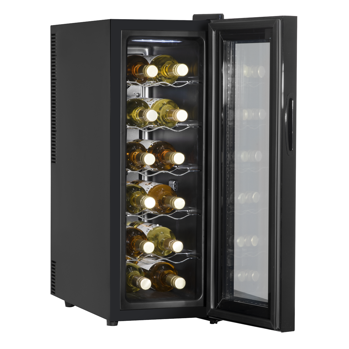 Baridi DH73 Baridi 12 Bottle Wine Fridge with Digital Touch Screen Controls, Metal Shelves & LED Light - Black