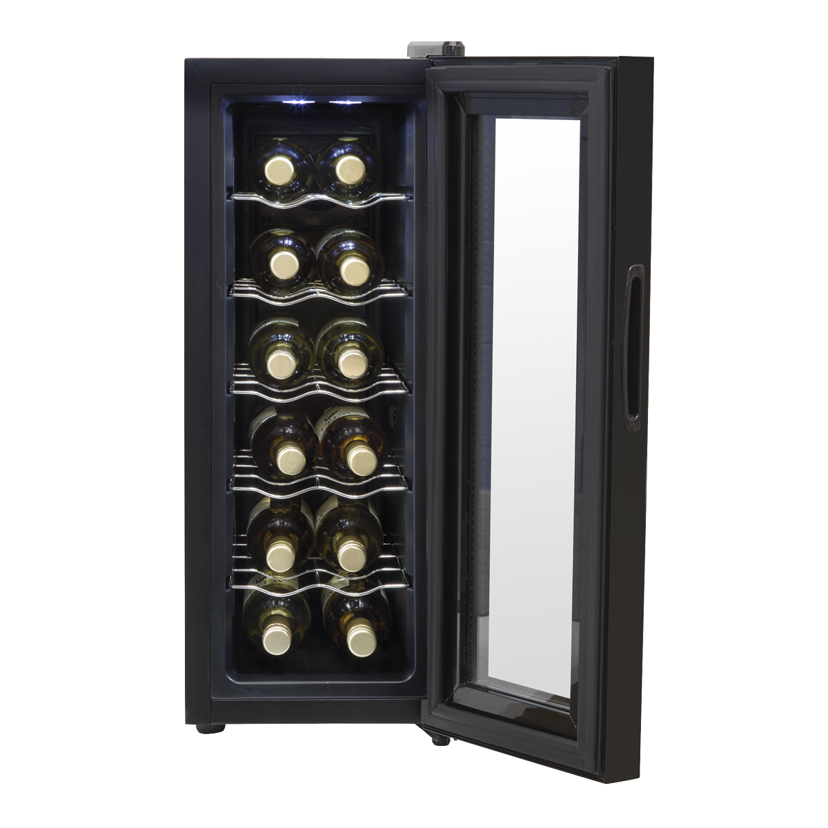 Baridi DH73 Baridi 12 Bottle Wine Fridge with Digital Touch Screen Controls, Metal Shelves & LED Light - Black