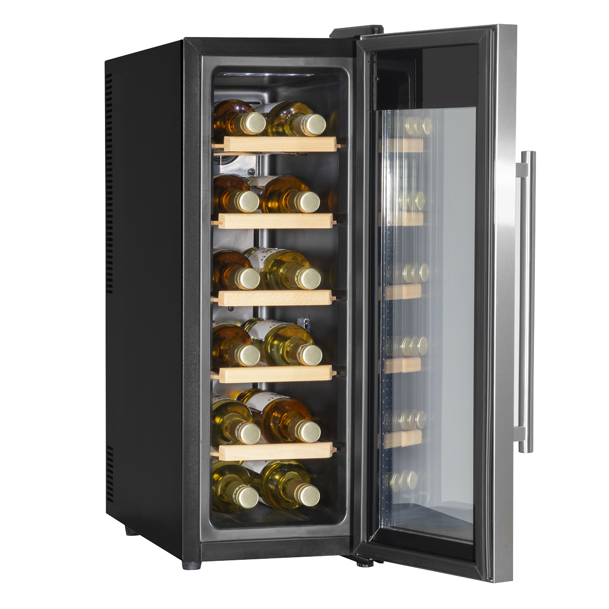 Baridi DH74 Baridi 12 Bottle Wine Fridge with Digital Touch Screen Controls, Metal Shelves & LED Light - Stainless Steel