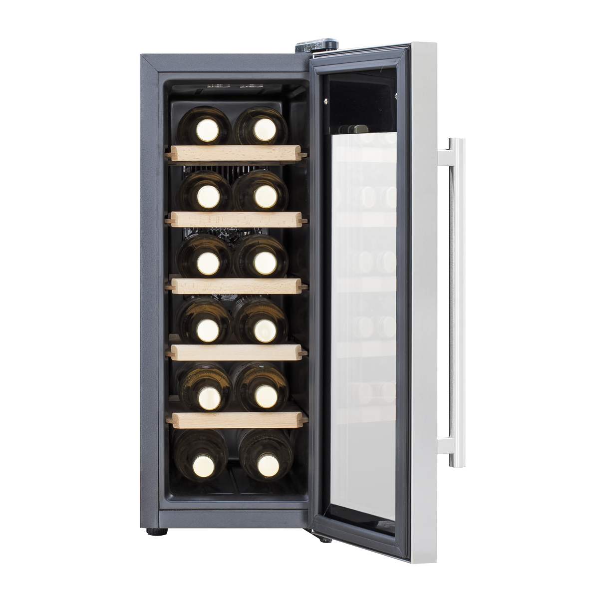 Baridi DH74 Baridi 12 Bottle Wine Fridge with Digital Touch Screen Controls, Metal Shelves & LED Light - Stainless Steel