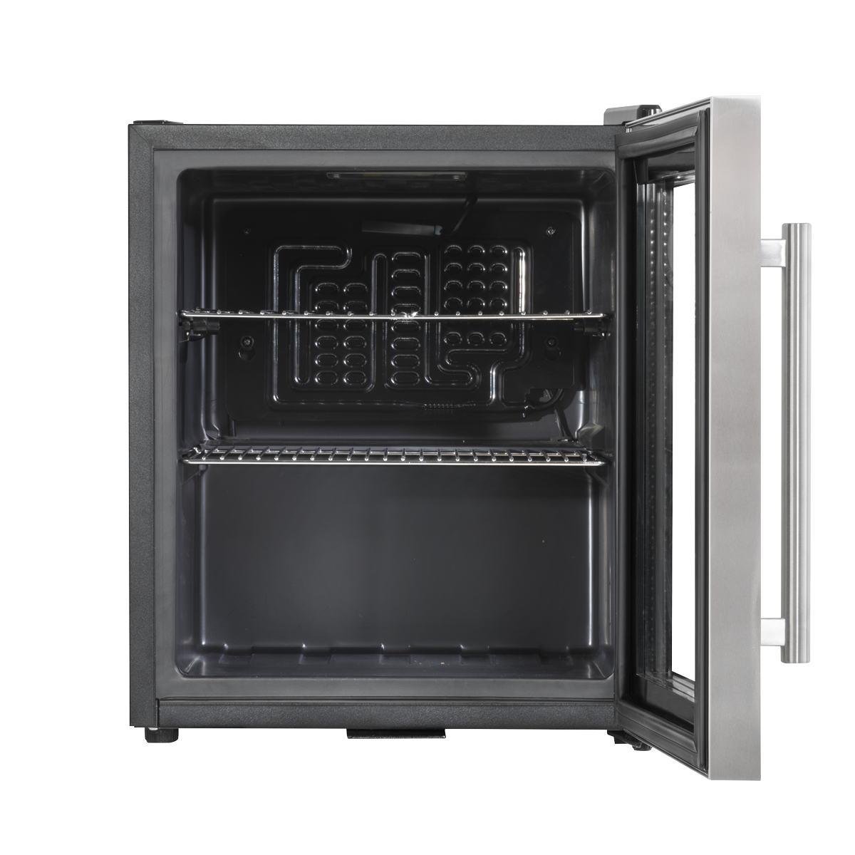 Baridi DH75 Baridi Mini Tabletop Beer & Drinks Fridge with Lock & Key, Metal Shelves & LED Light 50L - Stainless Steel