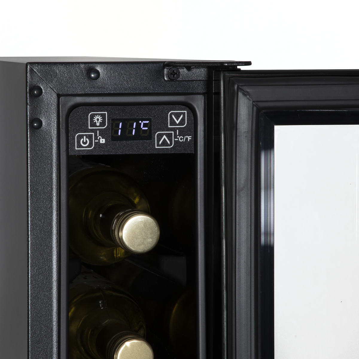 Baridi DH76 Baridi 7 Bottle Extra-Slim Undercounter Wine Fridge with Digital Touch Screen Controls & LED Light - Black
