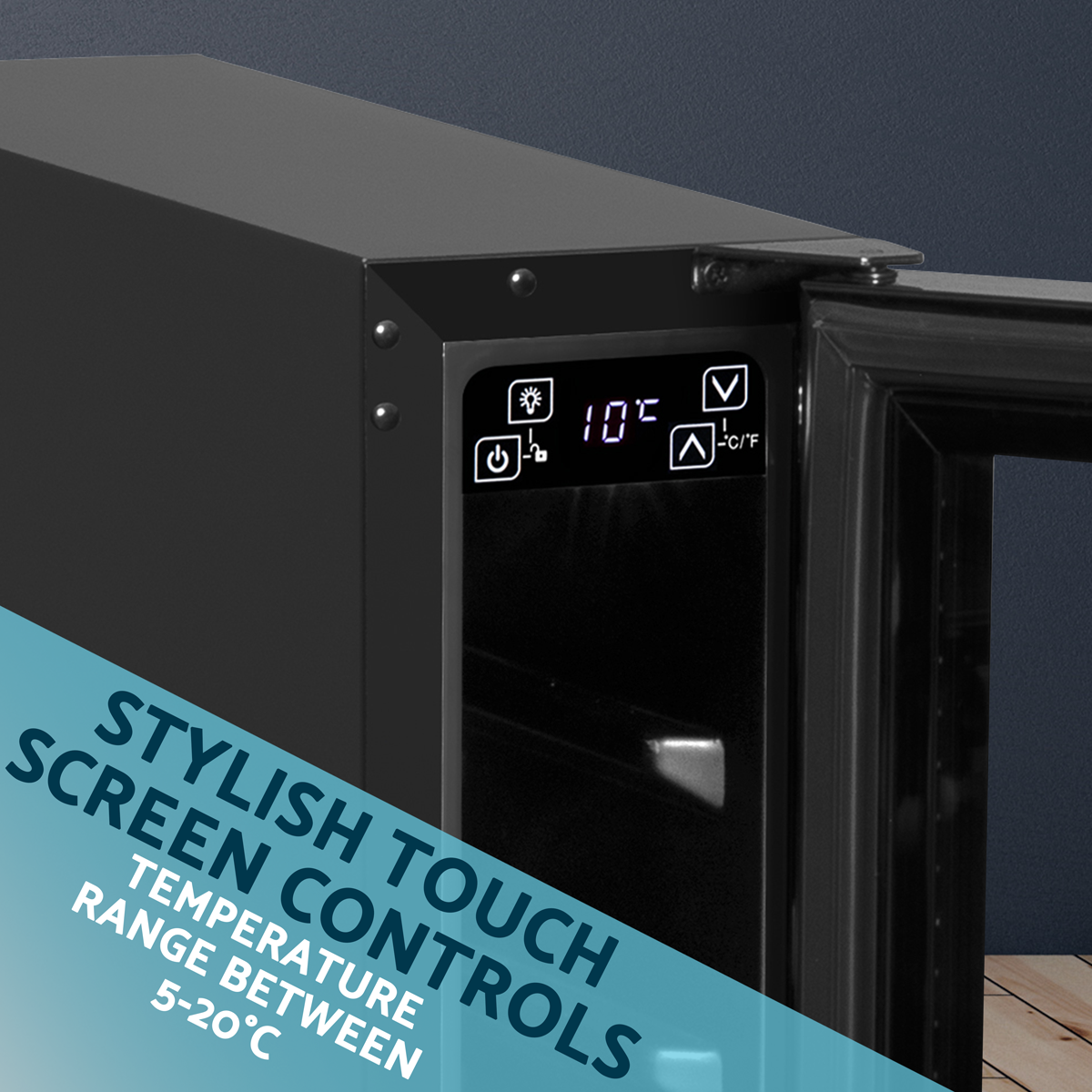 Baridi DH76 Baridi 7 Bottle Extra-Slim Undercounter Wine Fridge with Digital Touch Screen Controls & LED Light - Black
