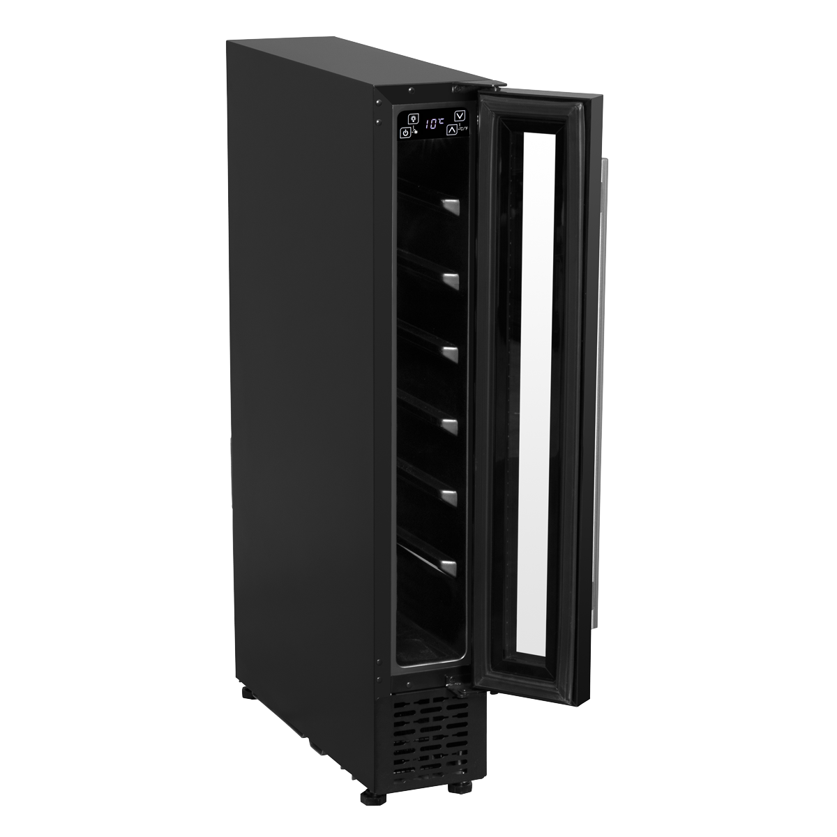 Baridi DH76 Baridi 7 Bottle Extra-Slim Undercounter Wine Fridge with Digital Touch Screen Controls & LED Light - Black
