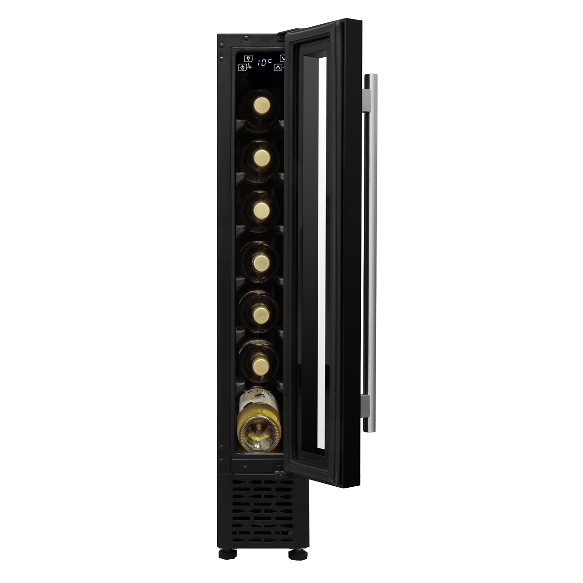 Baridi DH76 Baridi 7 Bottle Extra-Slim Undercounter Wine Fridge with Digital Touch Screen Controls & LED Light - Black
