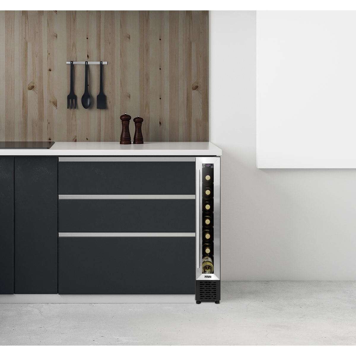 Baridi DH77 Baridi 7 Bottle Extra-Slim Wine Undercounter Fridge with Digital Touch Screen Controls - Stainless Steel