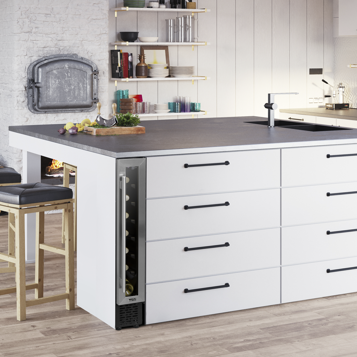 Baridi DH77 Baridi Extra-Slim 7 Bottle Wine Fridge & Cooler 15cm - Stainless Steel