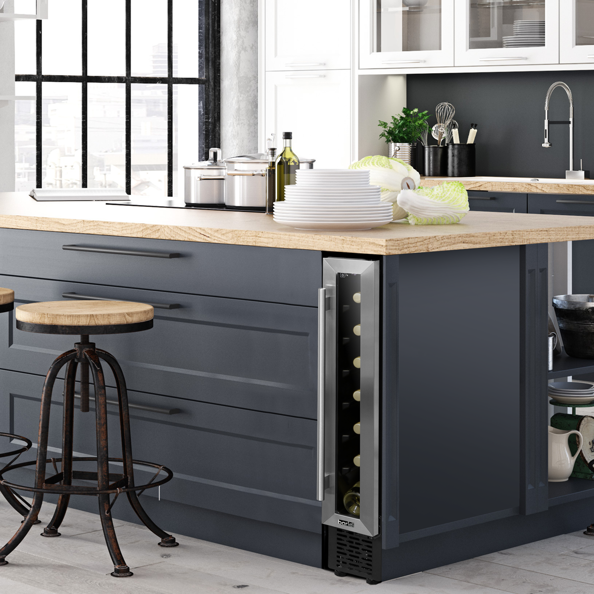 Baridi DH77 Baridi Extra-Slim 7 Bottle Wine Fridge & Cooler 15cm - Stainless Steel