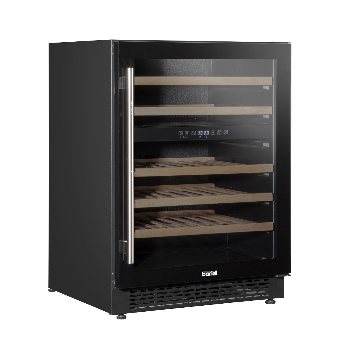 Baridi DH79 Baridi 46 Bottle Dual Zone Undercounter/Freestanding Fridge with Digital Touch Screen Controls, Wooden Shelves & LED Light - Black